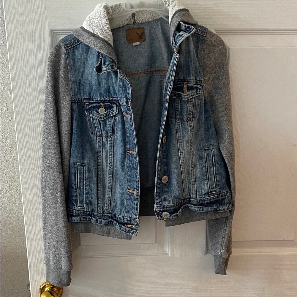 Women's Denim and Gray Jean Jacket
